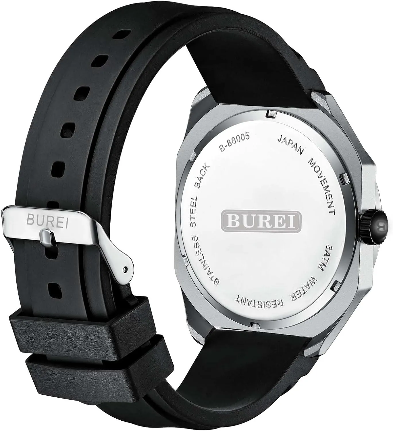 Watches clergy deserve Fashion Analog Waterproof Rubber Strap Watches for Men BUREI Men Wrist 