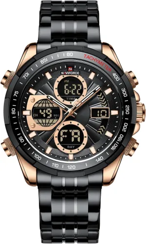 Watches Fashion Business Chronograph Military Multifunctional makeup Wristwatch NAVIFORCE Digital Analog Quartz Watch Men Stainless Steel Waterproof 