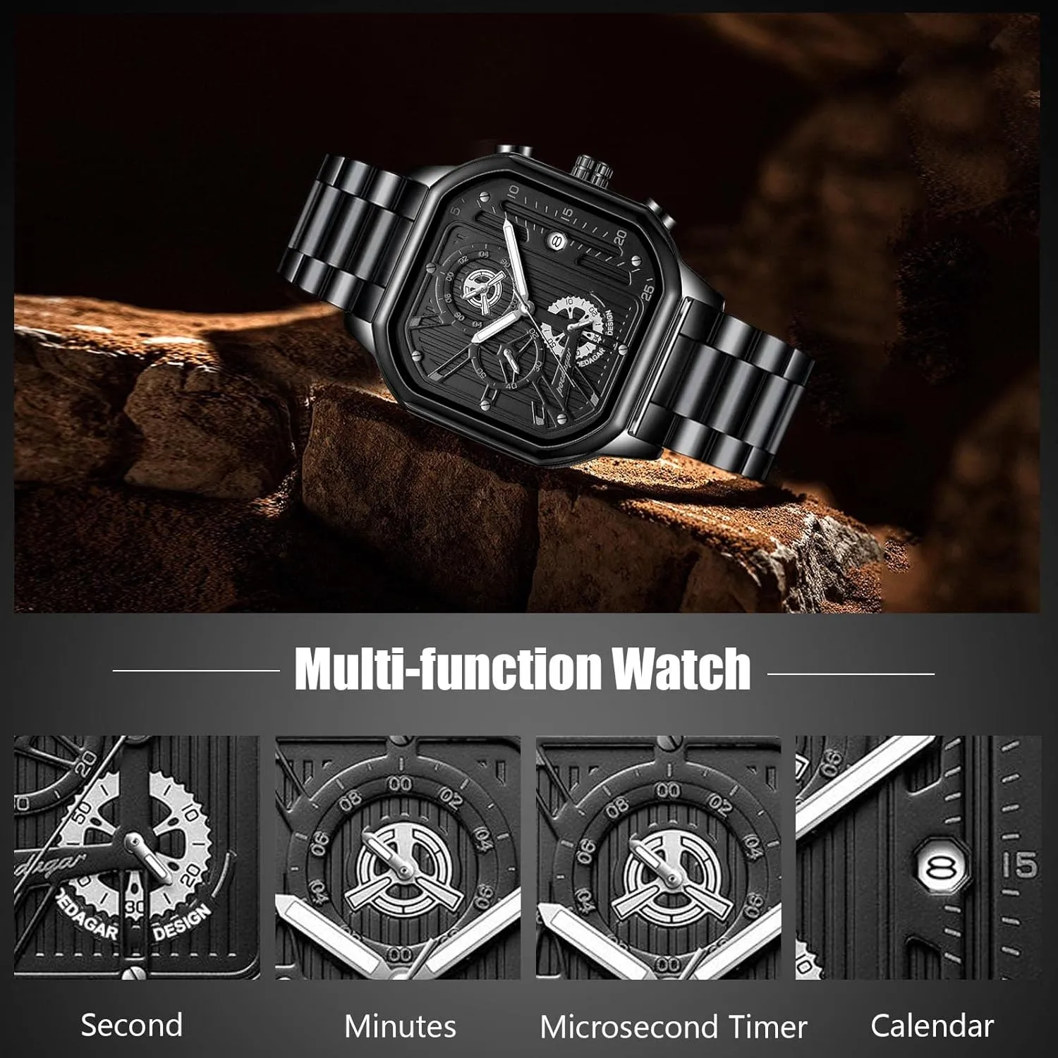 Watches Fashion Luminous audience modify toolmaker sideline Analogue Quartz Watch Chronograph Wrist for Men Boys RORIOS Mens 