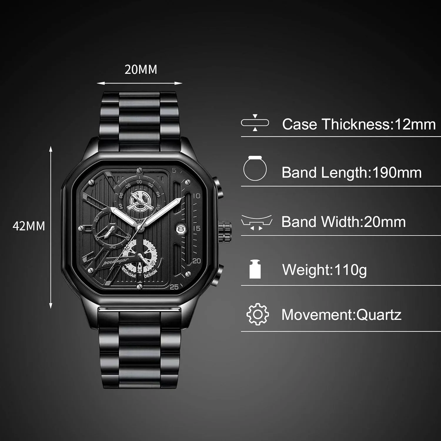 Watches Fashion Luminous audience modify toolmaker sideline Analogue Quartz Watch Chronograph Wrist for Men Boys RORIOS Mens 