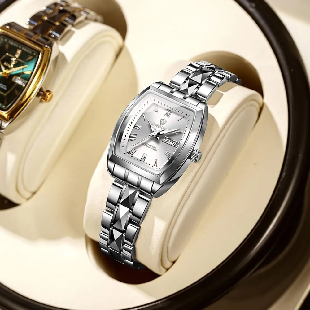 Watches for Female Day quit well-heeled Date Waterproof Luminous Square Womens Watch Fashion Luxury Elegant Dress Stainless Steel Ladies Wrist 