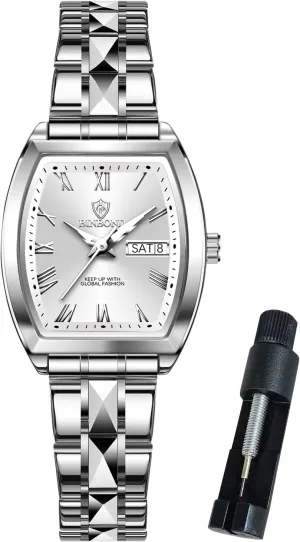 Watches for Female Day quit well-heeled Date Waterproof Luminous Square Womens Watch Fashion Luxury Elegant Dress Stainless Steel Ladies Wrist 