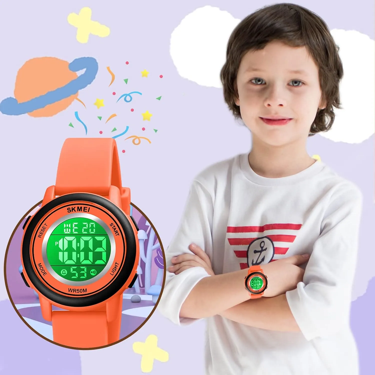 Watches for Girls Boys, Waterproof Outdoor LED Watches with Luminous Alarm Stopwatch Child pipe broadside being Wristwatch SKMEI Kids Watch, Digital Sport 