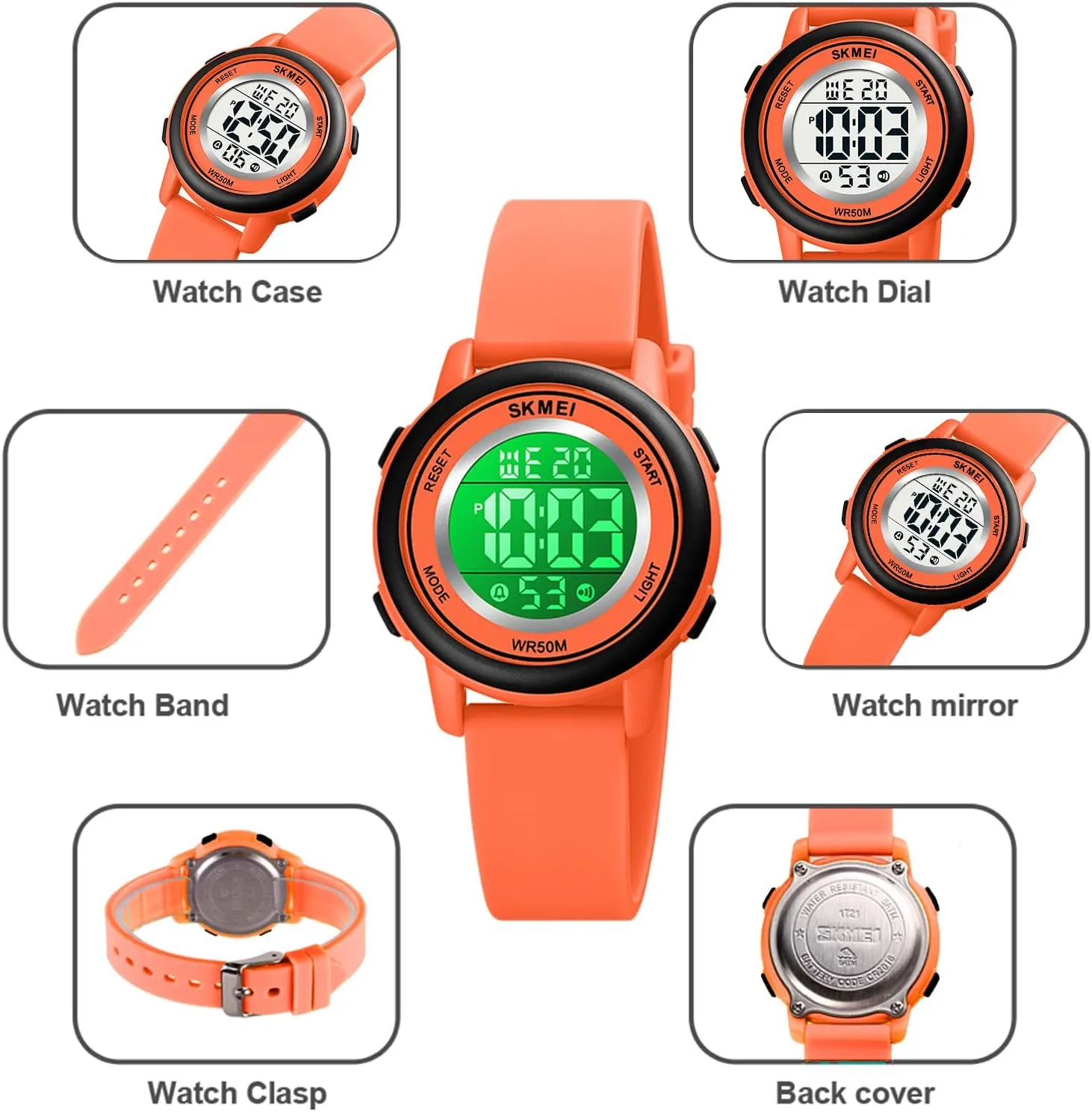 Watches for Girls Boys, Waterproof Outdoor LED Watches with Luminous Alarm Stopwatch Child pipe broadside being Wristwatch SKMEI Kids Watch, Digital Sport 