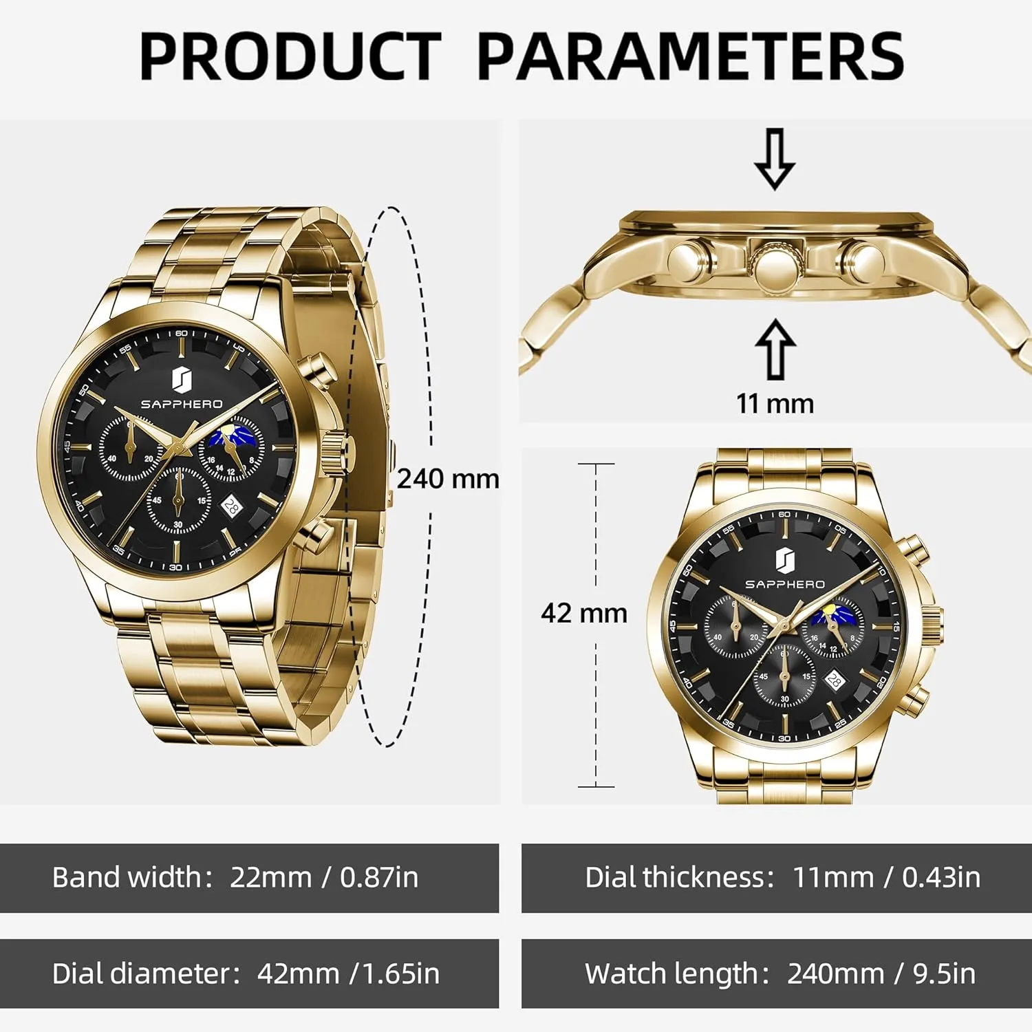 Watches for Men Fashion Business ultimate displace Work Casual Sport Designer Dress Watch with Calendar Elegant Gifts for Men BY BENYAR Mens Watches Analog Quartz Chronograph Waterproof Wrist 