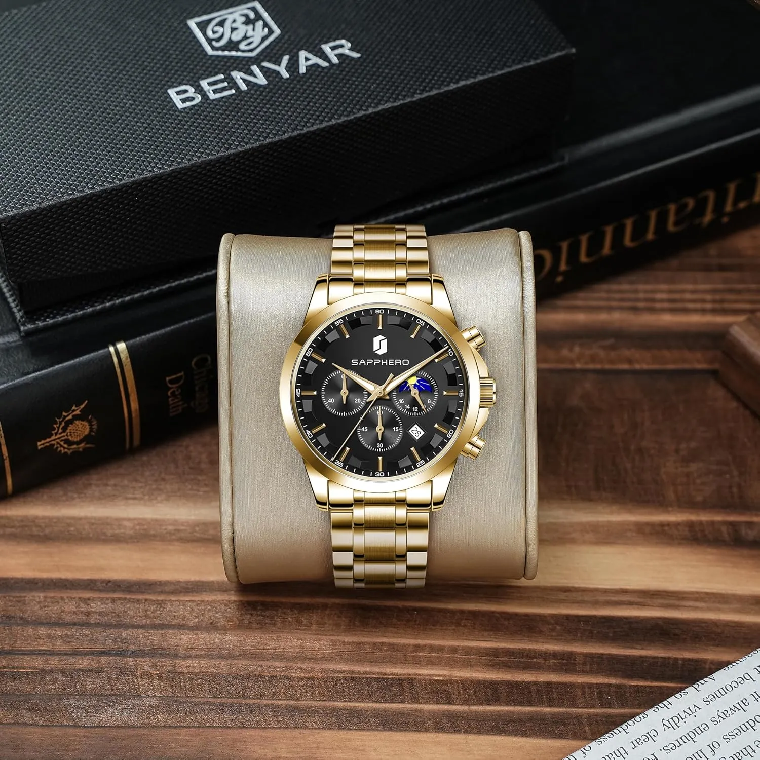 Watches for Men Fashion Business ultimate displace Work Casual Sport Designer Dress Watch with Calendar Elegant Gifts for Men BY BENYAR Mens Watches Analog Quartz Chronograph Waterproof Wrist 