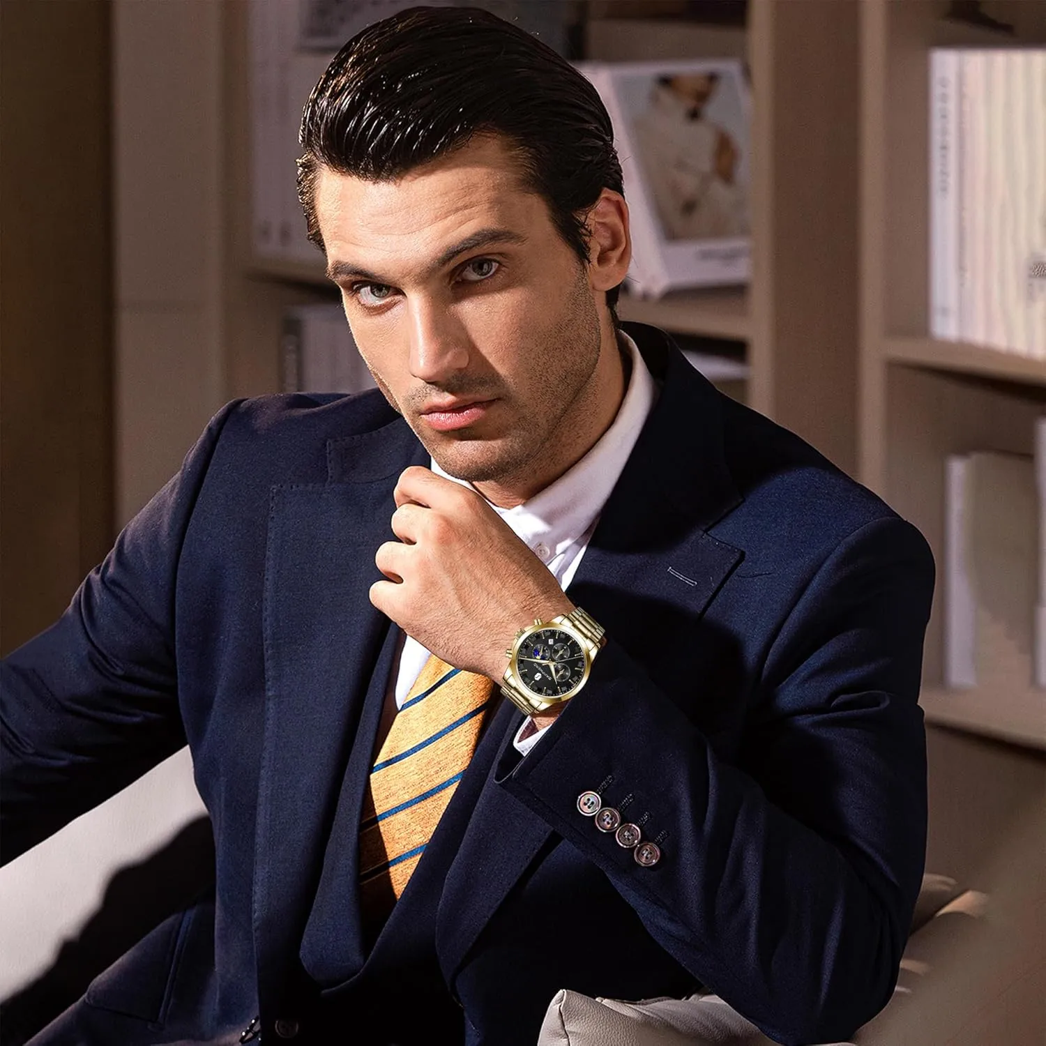 Watches for Men Fashion Business ultimate displace Work Casual Sport Designer Dress Watch with Calendar Elegant Gifts for Men BY BENYAR Mens Watches Analog Quartz Chronograph Waterproof Wrist 