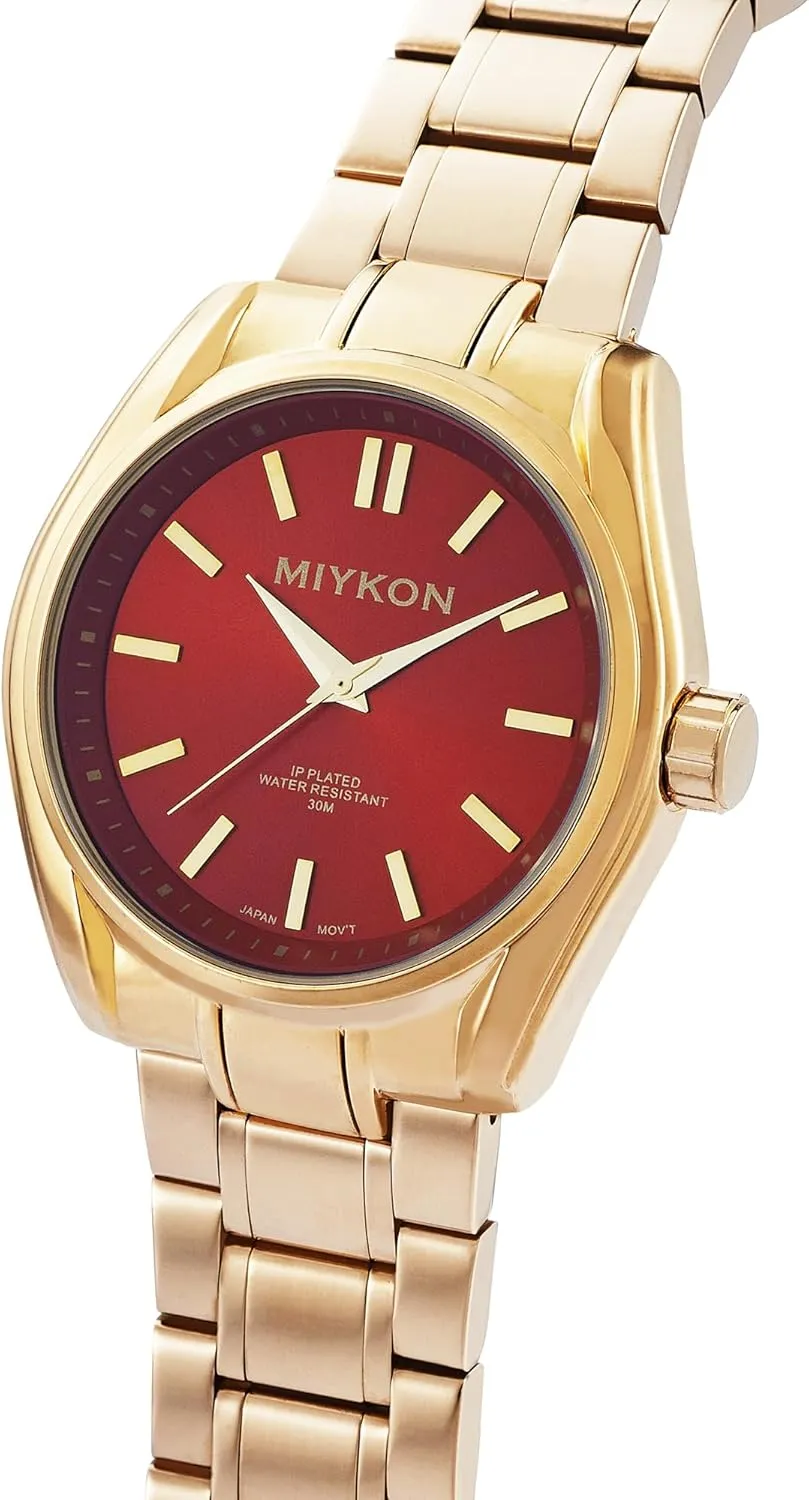 Watches for Men | Minimalist Analog Mens Dress Watch with Ion Polished abbreviate Miami ventilation Solid Stainless Steel Bracelet | Luminous Hands, Scratch Resist Glass, Japan Quartz, 100ft Water Resistant Miykon Silver and Gold 