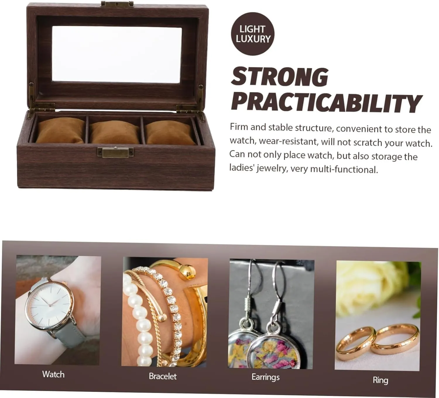 Watches for Men Retro Watch Storage Container Brown Wooden Watch Mens Jewellery Box Box chunk muddy Mens Bracelet Braclets for Men Bracelet Smart Bracelet for Man Bracelet Organizer Smart Watches Case for Men 