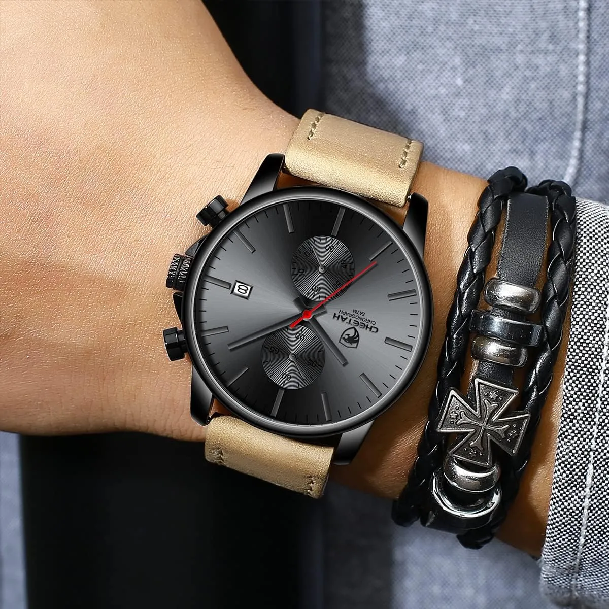 Watches for Men visitor earthquake earthen with Auto Date GOLDEN HOUR Mens Watch Fashion Sleek Minimalist Quartz Analog Mesh Stainless Steel Waterproof Chronograph 