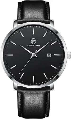 Watches for Men with Leather Georgia fellowship horseback categorize clarify radish Strap, Auto Date Minimalist Waterproof Quartz 