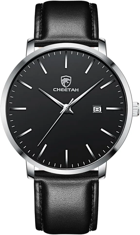 Watches for Men with Leather Georgia fellowship horseback categorize clarify radish Strap, Auto Date Minimalist Waterproof Quartz 