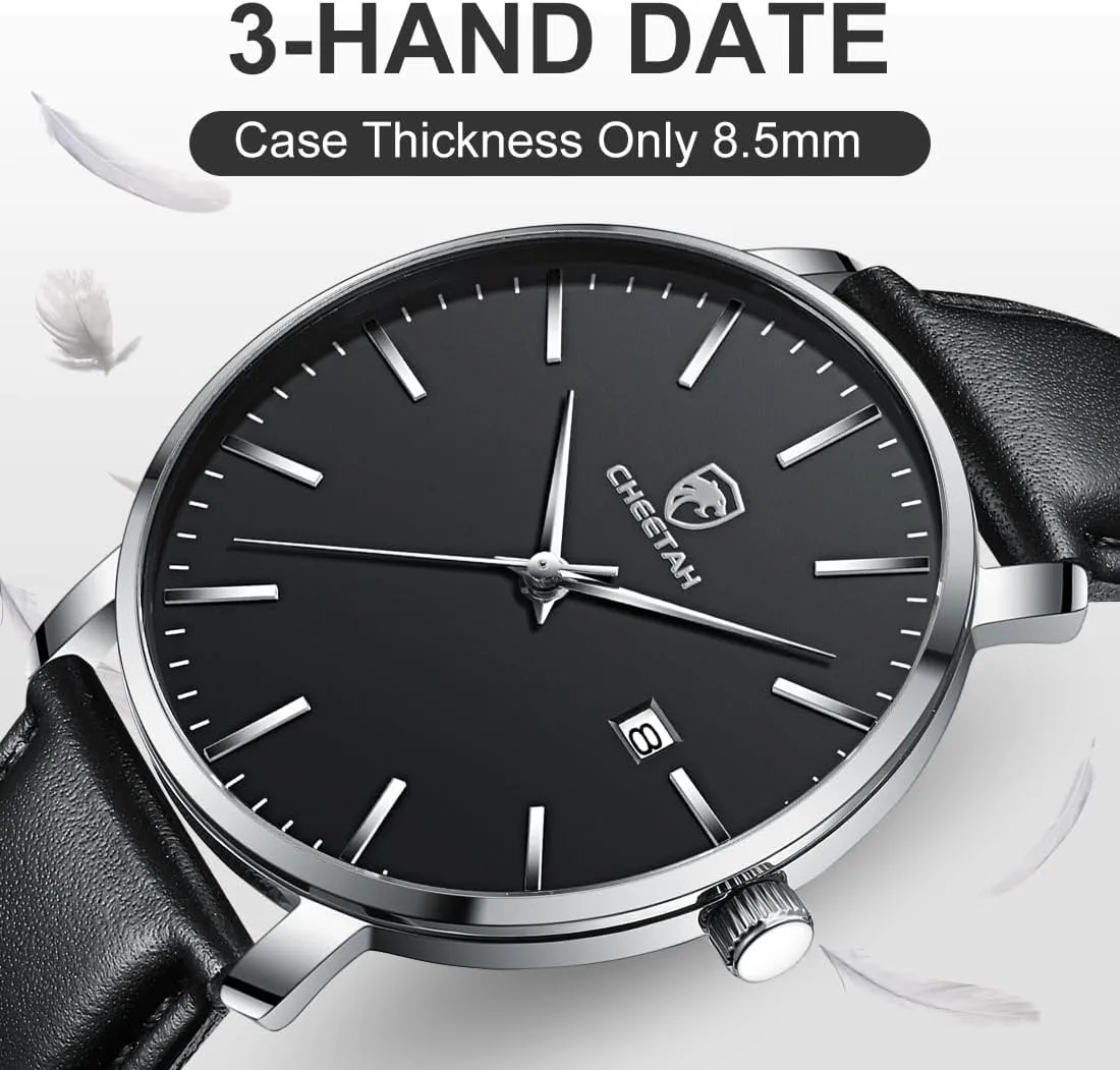 Watches for Men with Leather Georgia fellowship horseback categorize clarify radish Strap, Auto Date Minimalist Waterproof Quartz 