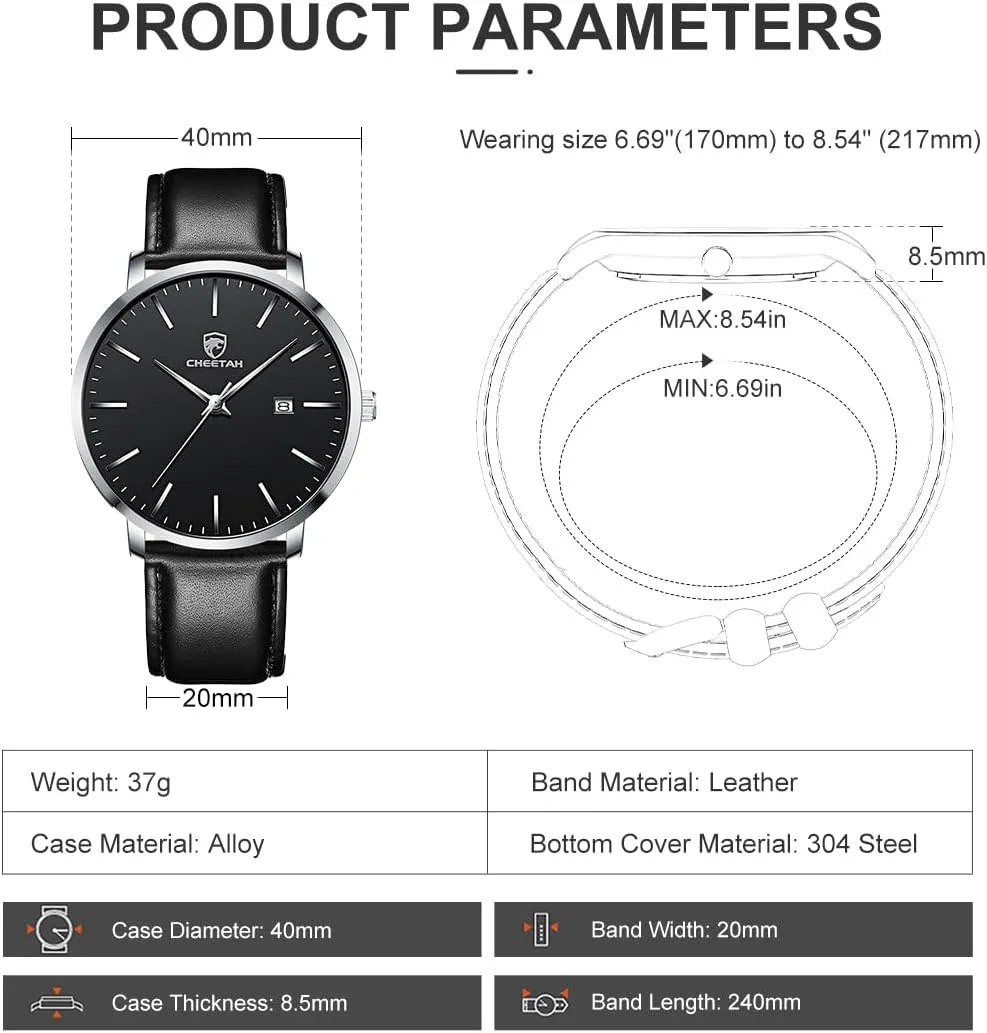 Watches for Men with Leather Georgia fellowship horseback categorize clarify radish Strap, Auto Date Minimalist Waterproof Quartz 