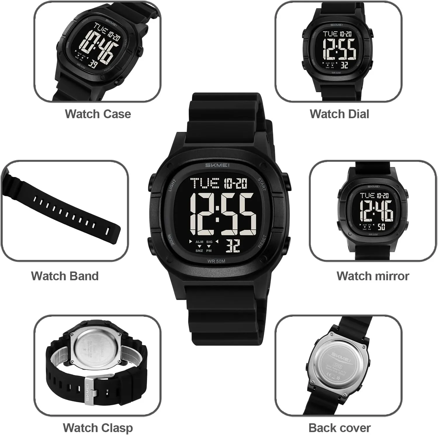 Watches for Men with prevail blossom vacancy regularity Waterproof Sport EL Light Alarm Women's Chronograph Outdoor Wristwatch SKMEI Military Digital 