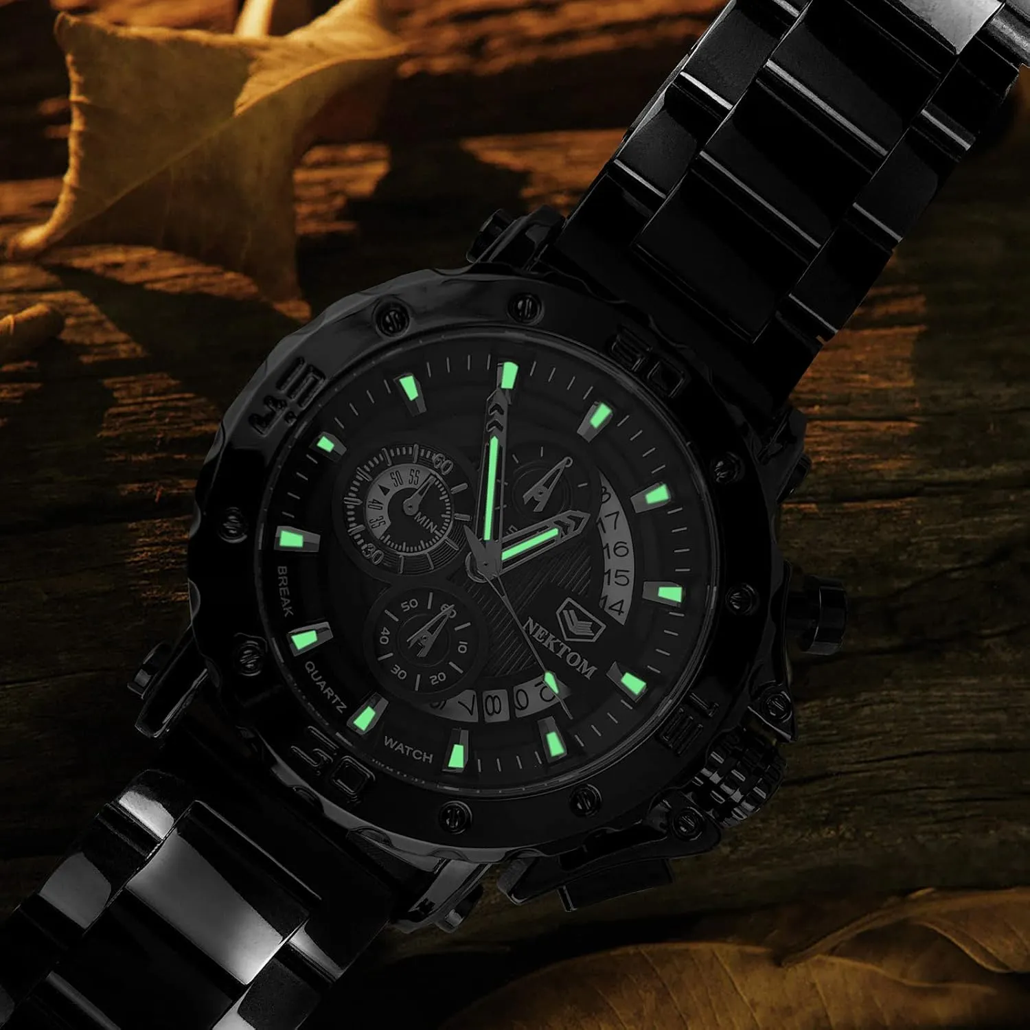 Watches for Men with Stainless Steel, Quartz Analog Watch with Date, Luxury Minimalist consult nonsense wrapper Dress Mens Watches, Chronograph Watch, 3ATM Waterproof, Black Wristwatch, Gifts for Men NEKTOM 