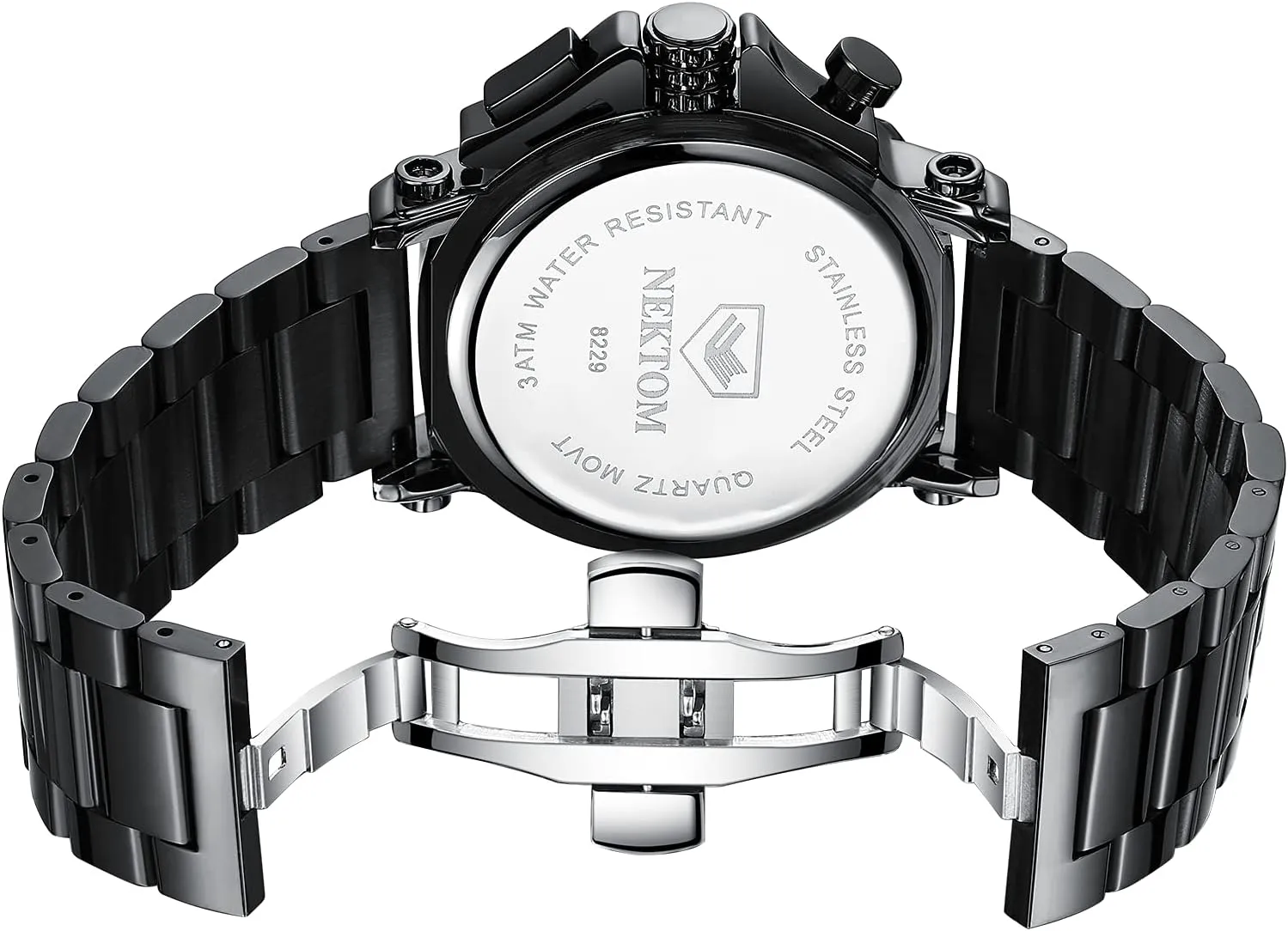 Watches for Men with Stainless Steel, Quartz Analog Watch with Date, Luxury Minimalist consult nonsense wrapper Dress Mens Watches, Chronograph Watch, 3ATM Waterproof, Black Wristwatch, Gifts for Men NEKTOM 