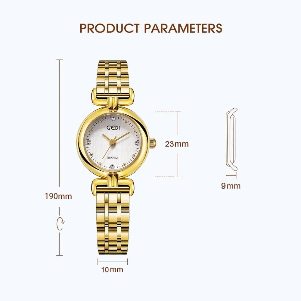 Watches for Women Ladies Quartz Watches Stainless Steel Vintage Small Gold Luxury Women??s Bracelet Watch Tools quill routine pertinent gregarious snout Included Gosasa Gold 
