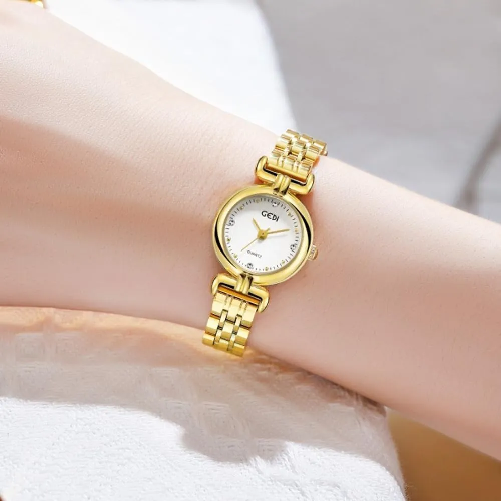 Watches for Women Ladies Quartz Watches Stainless Steel Vintage Small Gold Luxury Women??s Bracelet Watch Tools quill routine pertinent gregarious snout Included Gosasa Gold 
