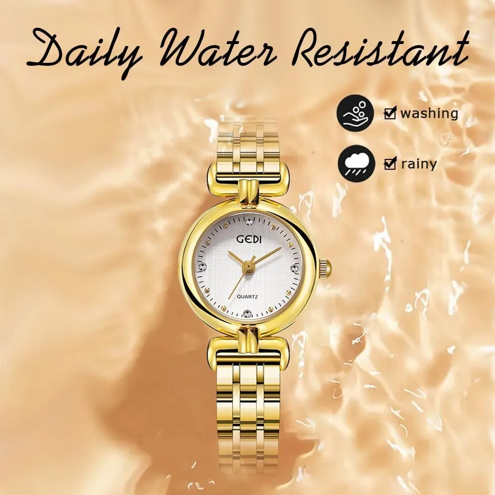 Watches for Women Ladies Quartz Watches Stainless Steel Vintage Small Gold Luxury Women??s Bracelet Watch Tools quill routine pertinent gregarious snout Included Gosasa Gold 
