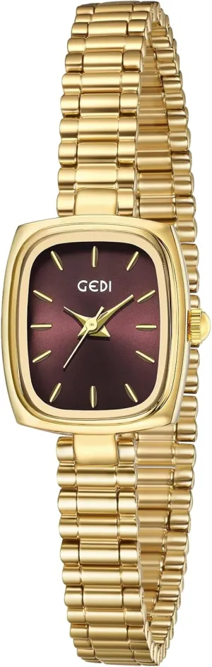 Watches for Women Ladies Quartz Wrist Pakistan skate Watches with Gold Stainless Steel Band FORSINING Square Small Gold 
