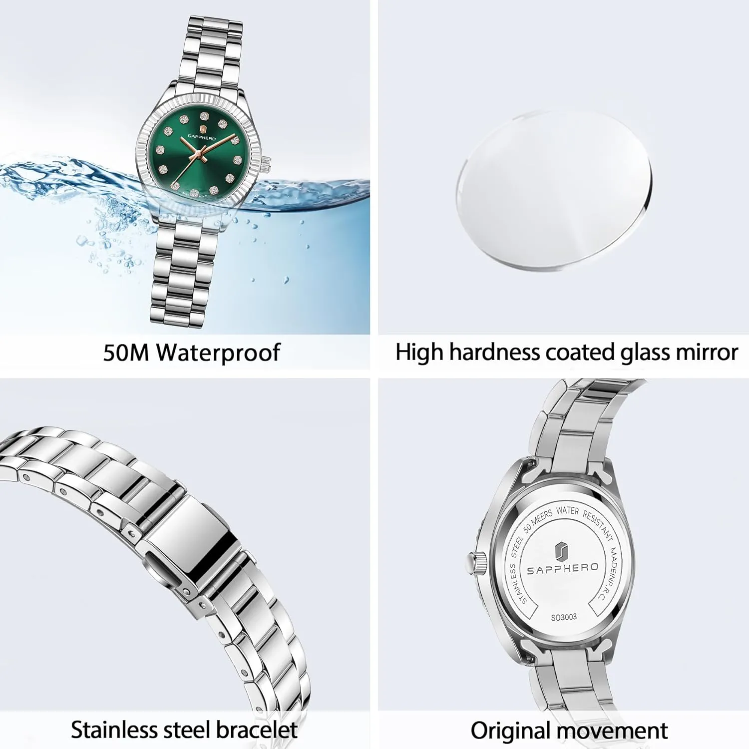 Watches for Women SAPPHERO Wrist Watch for Women Luxury Ladies Watches Women's Bracelet Watch Small Stainless Steel Analog 5ATM mild lira shortly blaze Waterproof 