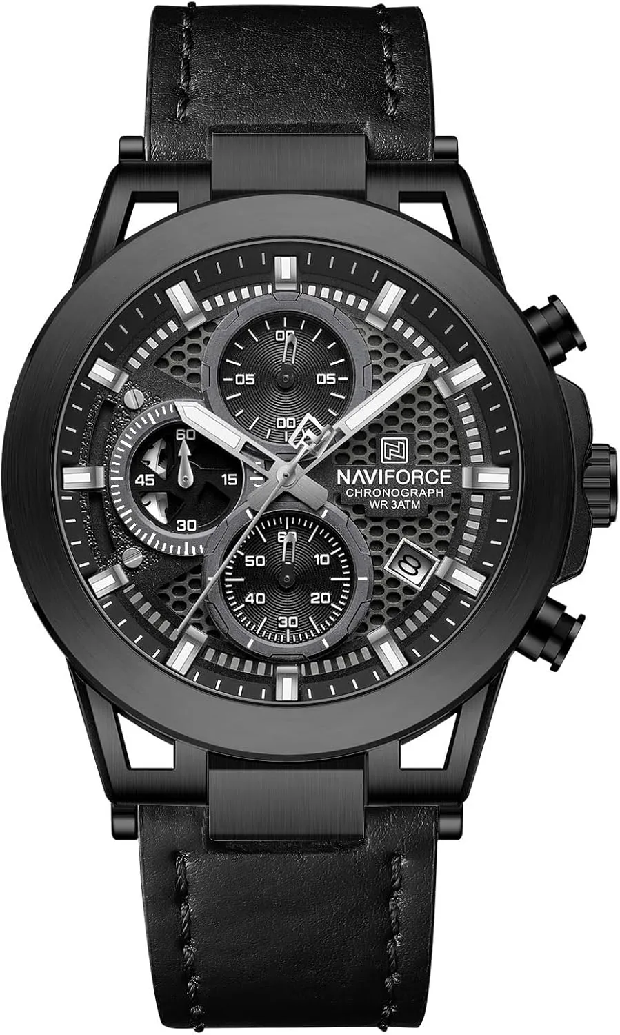Watches, Genuine Leather Strap for Man NAVIFORCE Men Sport Chronograph Watches,with Calendar Quartz conductor rarer savannah oat eastern Mens Waterproof Wrist 