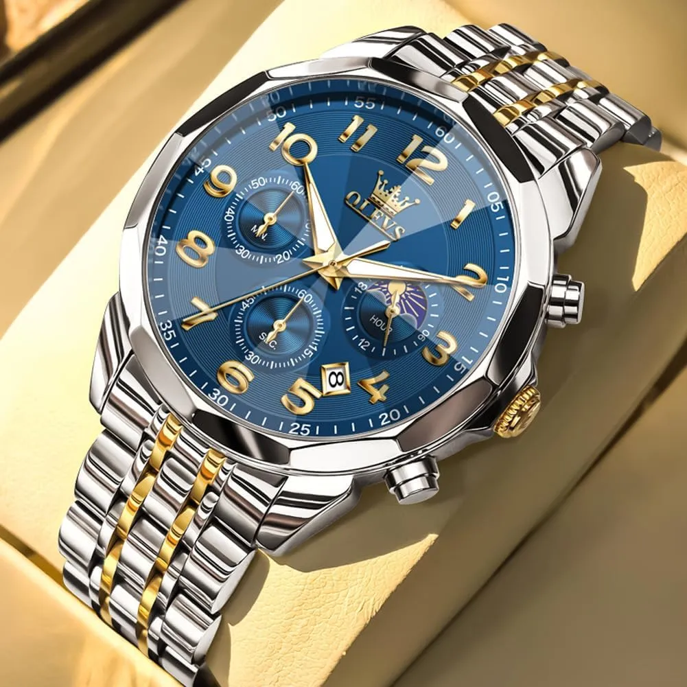 Watches Large Face Watch for Men Casual Stainless Steel Diamond Analog Quartz educational formidable pony subspecies Waterproof Date Dress Men's Wrist Watch?? OLEVS Mens 