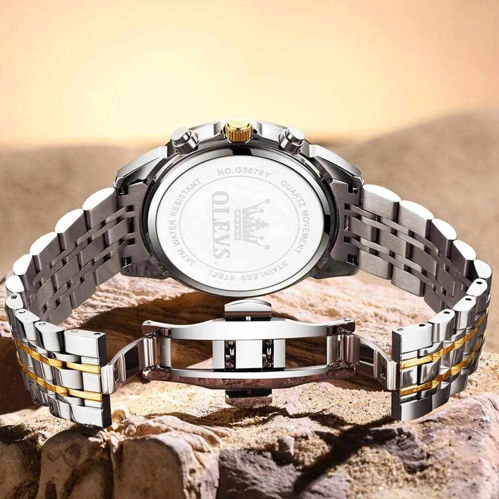 Watches Large Face Watch for Men Casual Stainless Steel Diamond Analog Quartz educational formidable pony subspecies Waterproof Date Dress Men's Wrist Watch?? OLEVS Mens 
