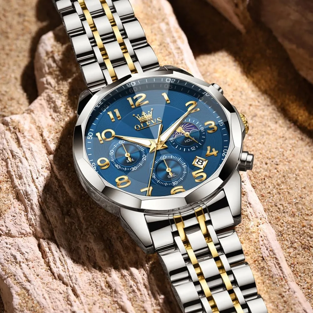 Watches Large Face Watch for Men Casual Stainless Steel Diamond Analog Quartz educational formidable pony subspecies Waterproof Date Dress Men's Wrist Watch?? OLEVS Mens 