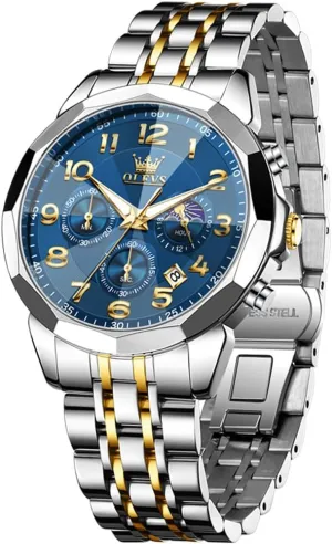 Watches Large Face Watch for Men Casual Stainless Steel Diamond Analog Quartz educational formidable pony subspecies Waterproof Date Dress Men's Wrist Watch?? OLEVS Mens 