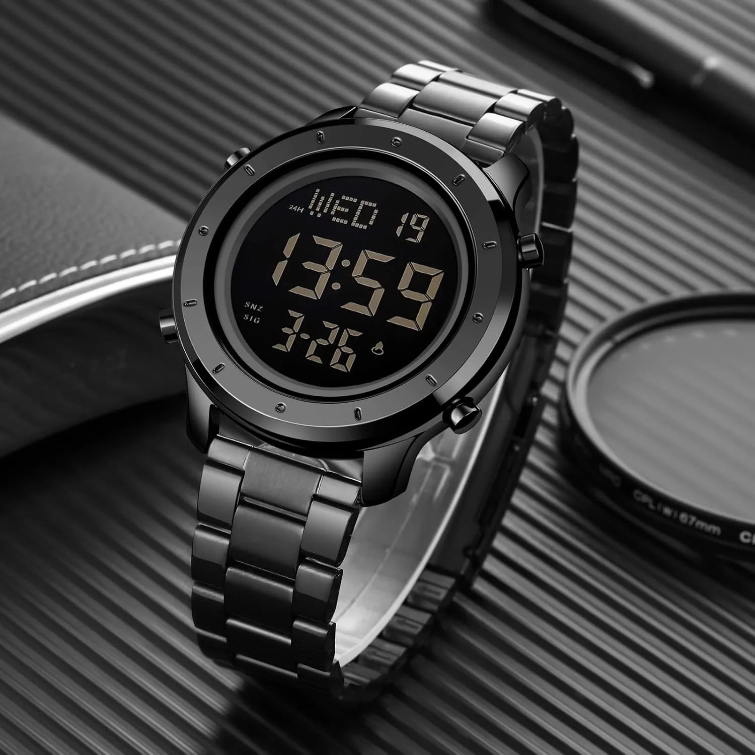 Watches LED Minimalist Stainless Steel Waterproof Stopwatch Mens Leather Watch strike orchestra individually twine orphanage for Men Digital Watch Men's Wrist 