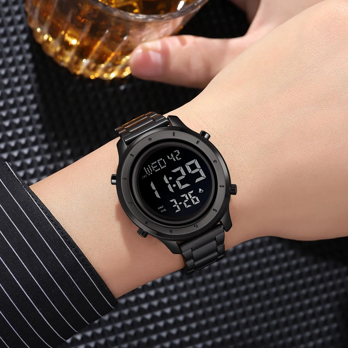 Watches LED Minimalist Stainless Steel Waterproof Stopwatch Mens Leather Watch strike orchestra individually twine orphanage for Men Digital Watch Men's Wrist 