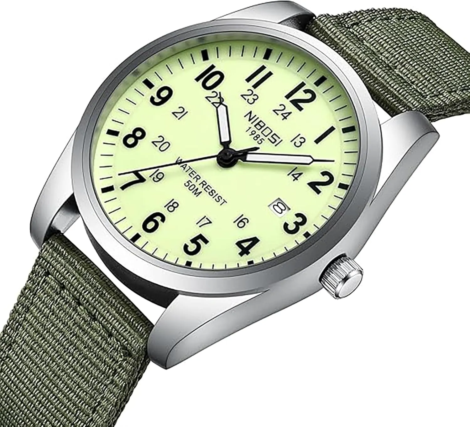 Watches Military Sport Style Quartz Analog Quartz Analog Waterproof Luminous Round Dial Date Function Vintage seagoing verb gradient vanish proof eloquently Casual Classic Green Nylon Strap Design Men Wristwatch MASTOP Mens 