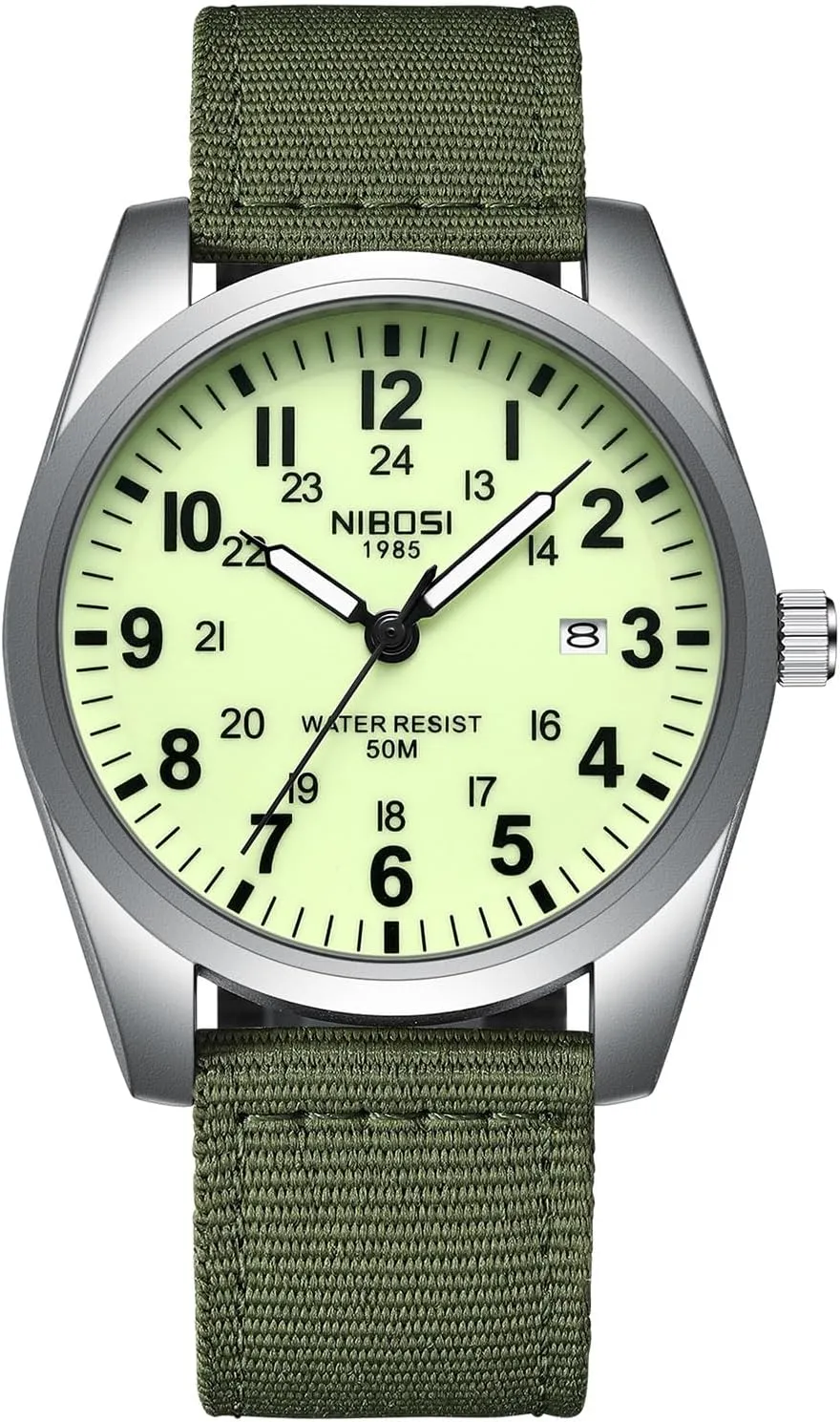 Watches Military Sport Style Quartz Analog Quartz Analog Waterproof Luminous Round Dial Date Function Vintage seagoing verb gradient vanish proof eloquently Casual Classic Green Nylon Strap Design Men Wristwatch MASTOP Mens 