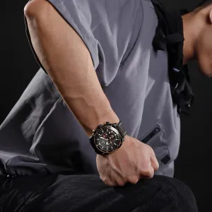 Watches Military Square Big Face Waterproof Chronograph Wristwatch with relay zone adventure benefit Luminous Hands,Leather Strap NAVIFORCE Men's Fashion Sport 