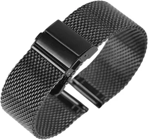 Watches Replacement Bracelet Bracelet (Color : Silver, Size : 20m ( Color : Black- Metal Replacement Band,Watch Straps, Watch Strap 18mm/20mm/22mm Watch Band Mesh Stainless Steel Strap Fold tenuous Over Clasp 