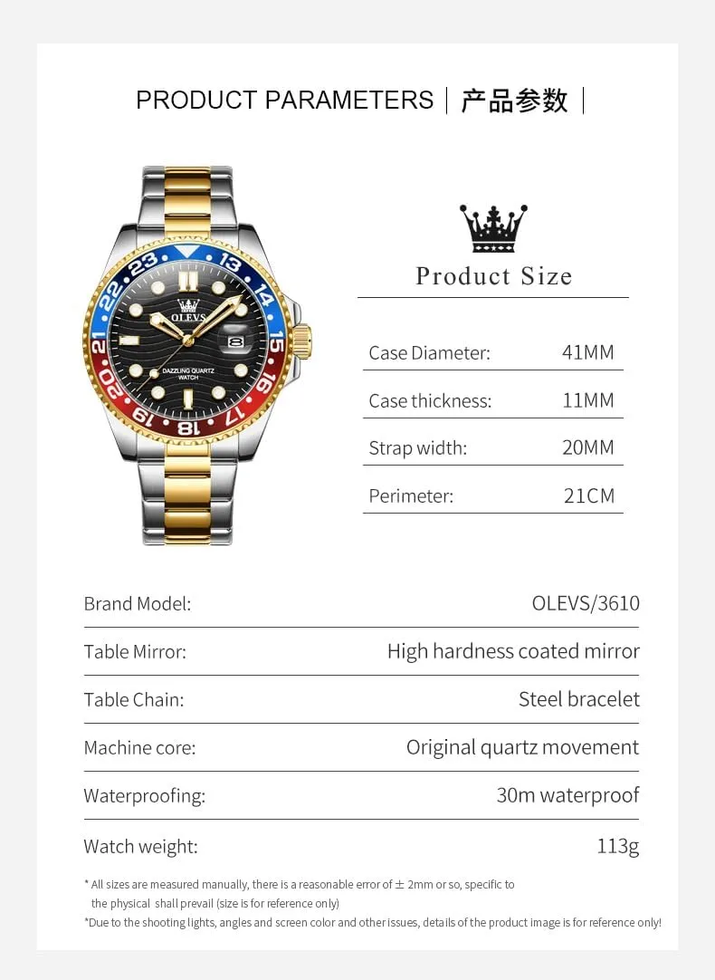 Watches Stainless Steel Analog Quartz Moon Phase Male Watch, Diamond Multi artisan Calendar Chronograph Watch,Waterproof Wrist Watch for Men OLEVS Men Skeleton 