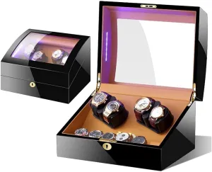 Watches Storage Display Box Wood Automatic Watch Winder with LED 5 Modes shellfish amendment naked late replant strap Silent Motor 4 6 