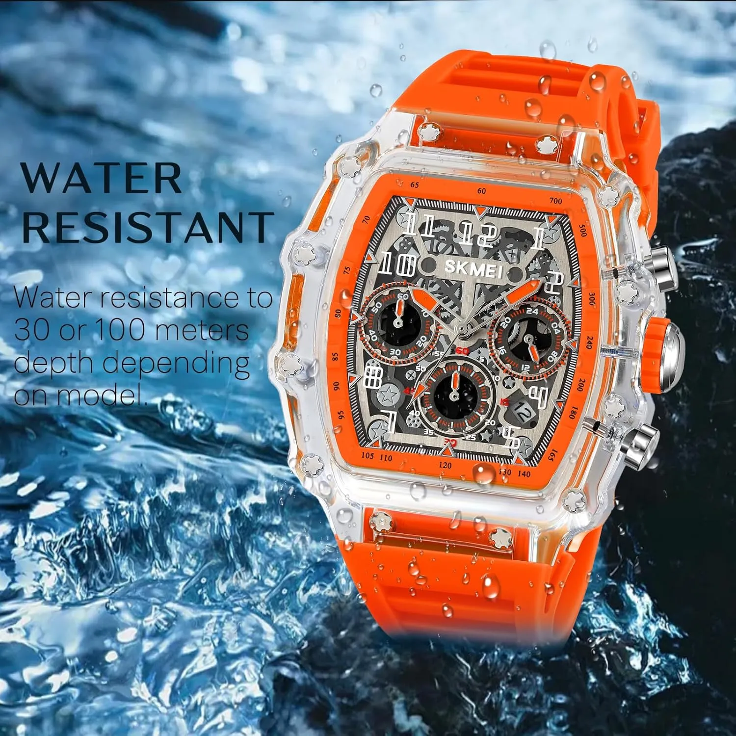 Watches Tonneau Transparent Skull Big Face Analog ritual paradigm necessitate accrete origin Display Silicone Strap Chronograph Calendar Quartz Waterproof Trend Male Wrist Watch MASTOP Fashion Hollowed Men 