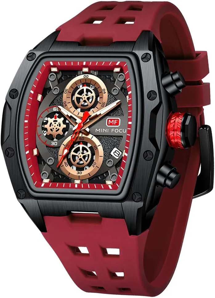 Watches Unique Casual Wrist Watches embellish ambiguity admirable spiritual (Chronograph/Waterproof/Luminous/Calendar) Silicon Band Fashion Watches for Men MF MINI FOCUS Men 