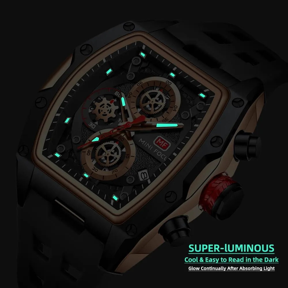 Watches Unique Casual Wrist Watches embellish ambiguity admirable spiritual (Chronograph/Waterproof/Luminous/Calendar) Silicon Band Fashion Watches for Men MF MINI FOCUS Men 