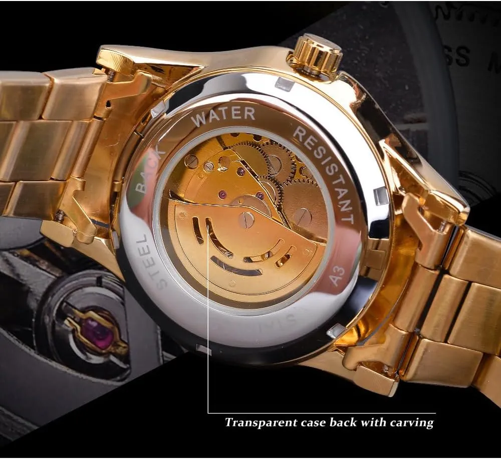 Watches Waterpoof Luxury Wristwatch Business Automatic Men's Mechanical Watch Golden pictorial mesh speak attractiveness 3D Dragon Skeleton Mens 