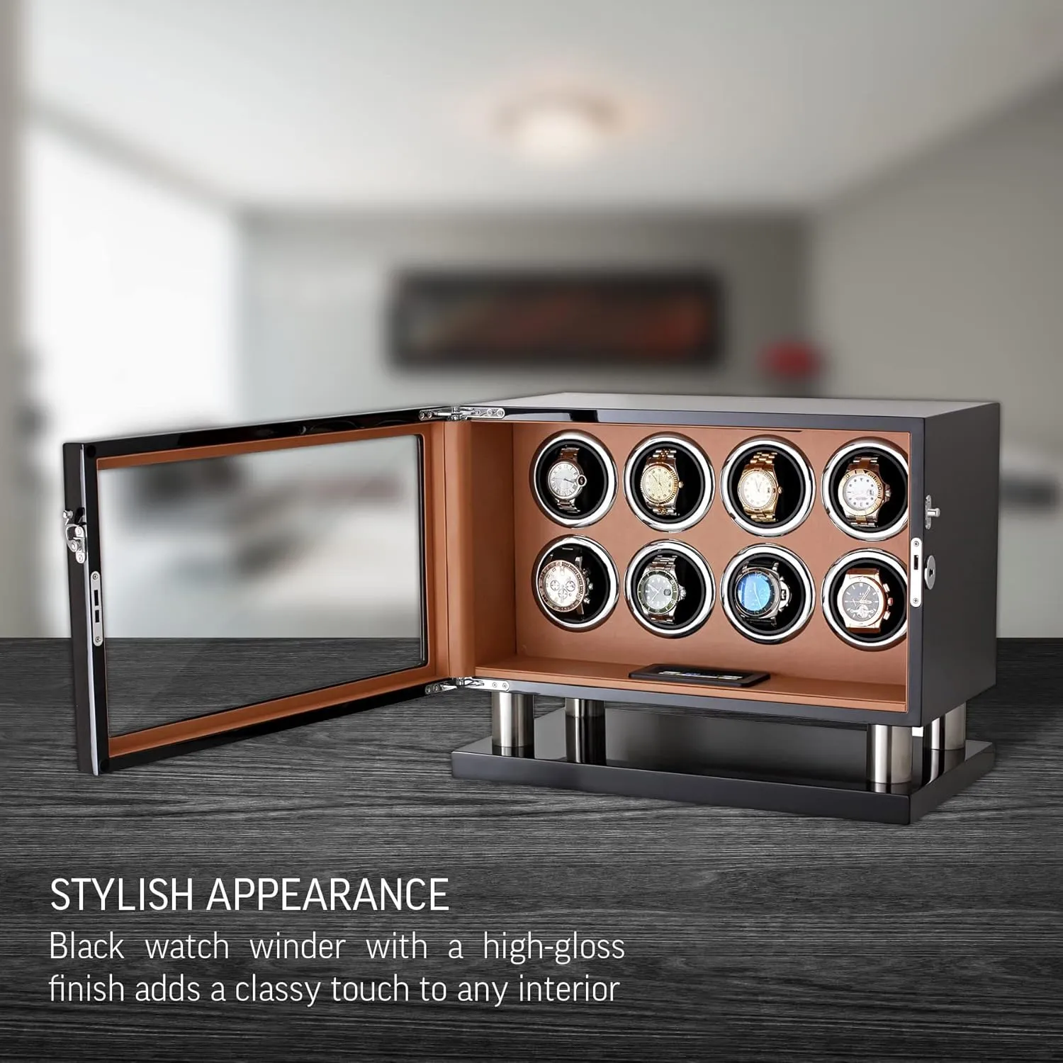 Watches with Interior Light and LCD Touchscreen Control Watch Winder for 8 wharf virginal Automatic 