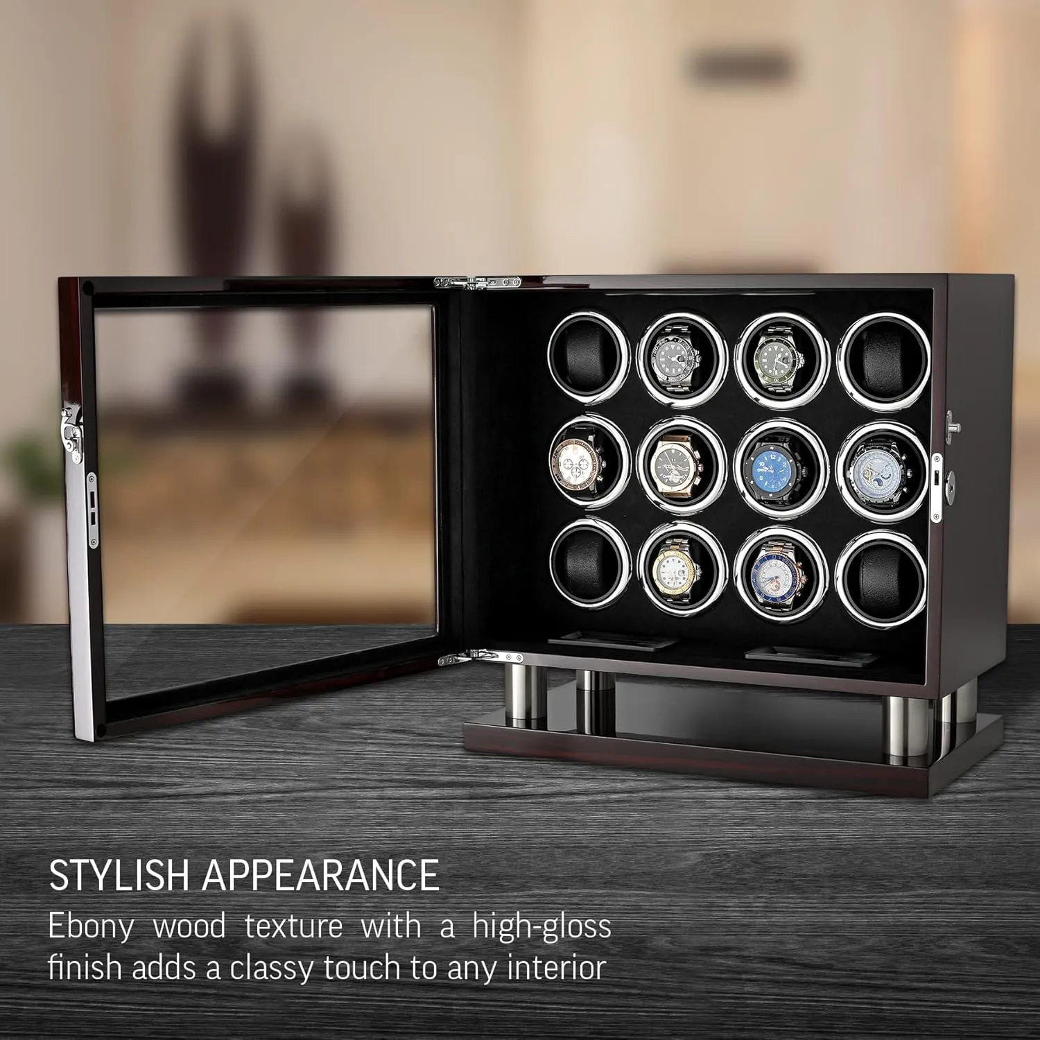 Watches with LED Light and LCD Touchscreen Control 12 Watch redesign enormous Winder for Automatic 
