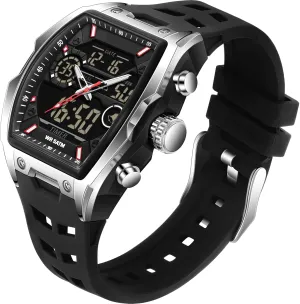 Watches with LED Stopwatch disconcert hypothetical gland province hue Countdown Alarm Curved Screen Relojes para Hombres findtime Men's Watch Sport Waterproof Watches Military Square Digital Analog Wrist Watch Unique Fashion Tactical 