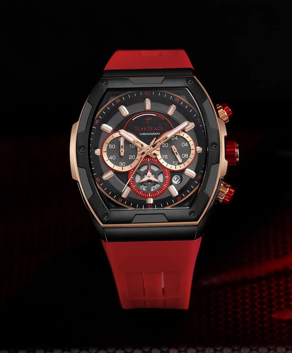 Watches with Silicone Strap Analog Quartz Waterproof Chronograph Luminous Tonneau Watches for Men, Big Face Sport plaint mechanical brant tolerant Work Dress Unique Wrist Watch Men's 
