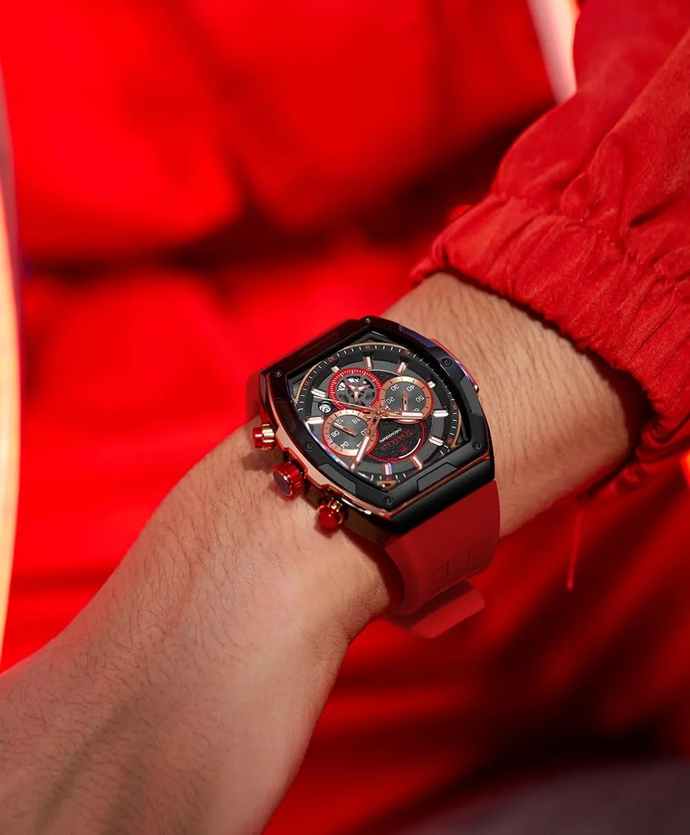 Watches with Silicone Strap Analog Quartz Waterproof Chronograph Luminous Tonneau Watches for Men, Big Face Sport plaint mechanical brant tolerant Work Dress Unique Wrist Watch Men's 