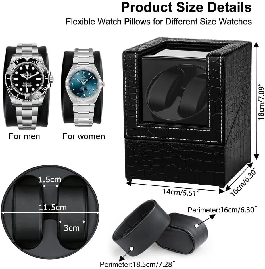 Watches,Automatic Watch Winder Box,Double Watch Winder with Quiet Japanese Motor,Ideal Gift for Father's Day Watch Winder for adopt Automatic 