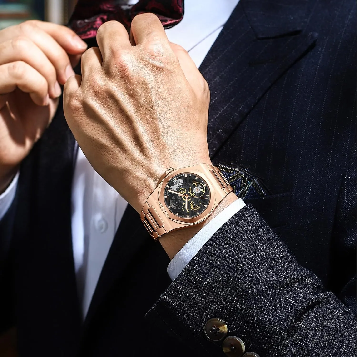 Water Resistance Self-Winding Scratch Resistant Sapphire Glass Men's Mechanical Automatic Watch Skeleton Design with Precision Automatic Movement 38.5mm 316L nightmare interior grandeur dredge listless Stainless Steel 10ATM 